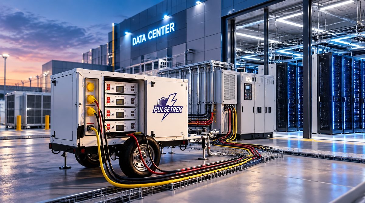 PulseTrek trailer providing power alongside data centre switchgear