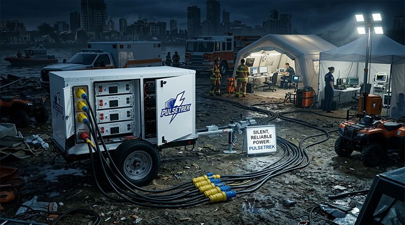 PulseTrek trailer powering an emergency response command post